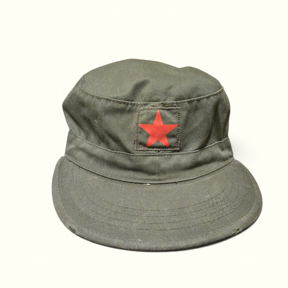 VTG Red Star Combat Hat Green Military Cap Medium Distressed Indonesia GUC Army
